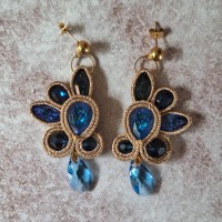 "CAMAIEU" boucles soutache, cristal et inox