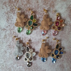 "CAMAIEU" boucles soutache, cristal et inox