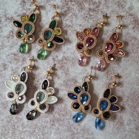 "CAMAIEU" boucles soutache, cristal et inox