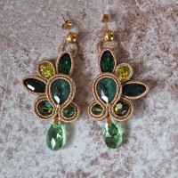 "CAMAIEU" boucles soutache, cristal et inox