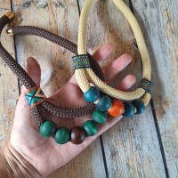 Collier grosse corde et perles en bois