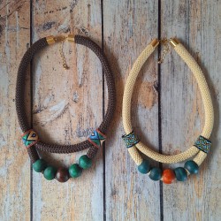 Collier grosse corde et perles en bois