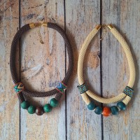 Collier grosse corde et perles en bois