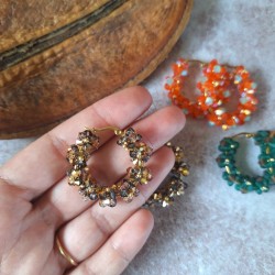 Créoles inox et fleurs en cristal