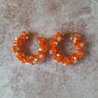 Créoles inox et fleurs en cristal