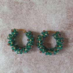 Créoles inox et fleurs en cristal