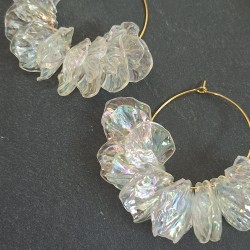 Créoles inox et pétales colorés