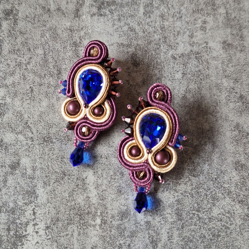 "SAPHIRA" boucles soutache et cristal