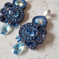 "MIDNIGHT" boucles soutache et cristal
