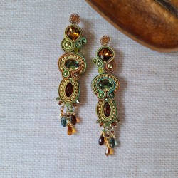 "NAELLE" boucle soutache, cristal et acier inox