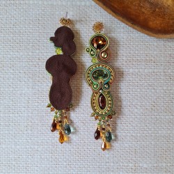 "NAELLE" boucle soutache, cristal et acier inox