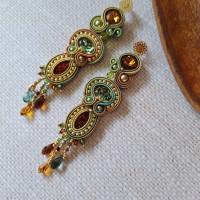 "NAELLE" boucle soutache, cristal et acier inox