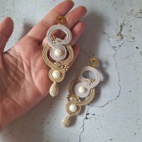"MILA" boucles soutache, nacre et inox