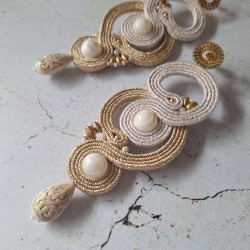 "MILA" boucles soutache, nacre et inox