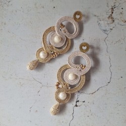 "MILA" boucles soutache, nacre et inox