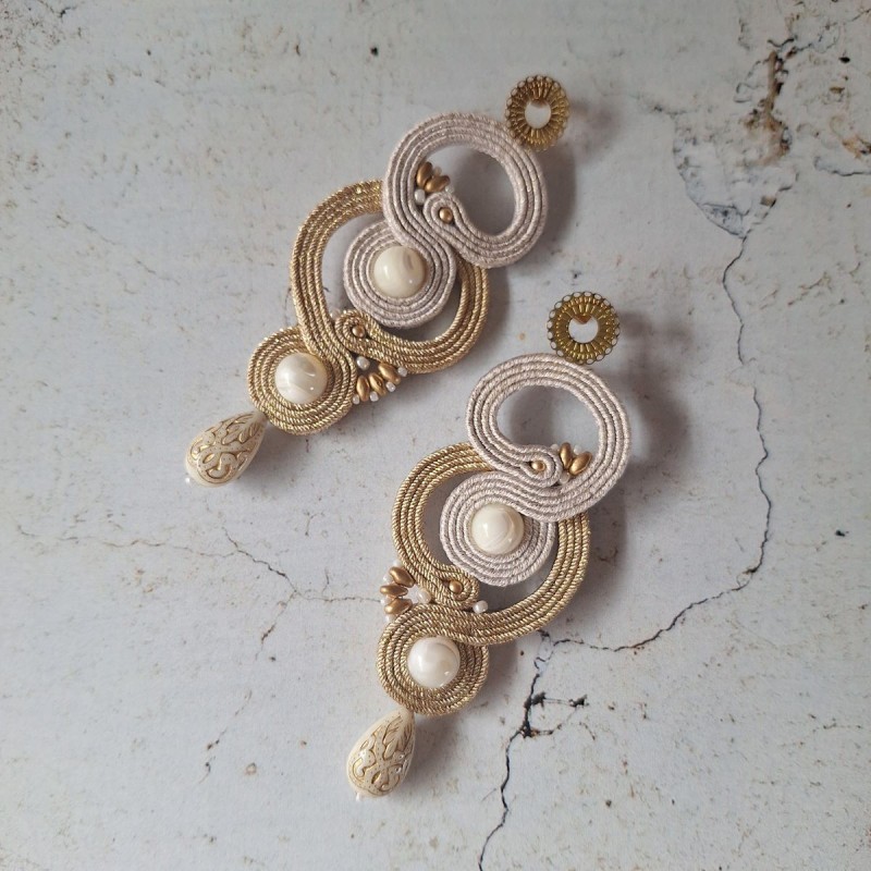 "MILA" boucles soutache, nacre et inox