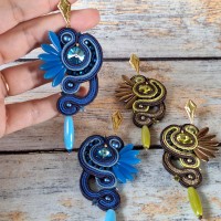 "ELYRA" boucles soutache, cristal et acier inox