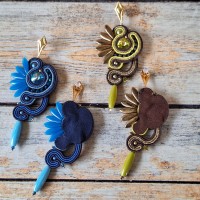 "ELYRA" boucles soutache, cristal et acier inox