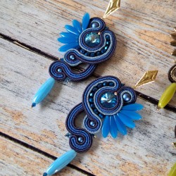 "ELYRA" boucles soutache, cristal et acier inox