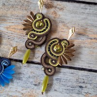 "ELYRA" boucles soutache, cristal et acier inox