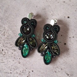 "AMY" boucles soutache, cristal et acier inox