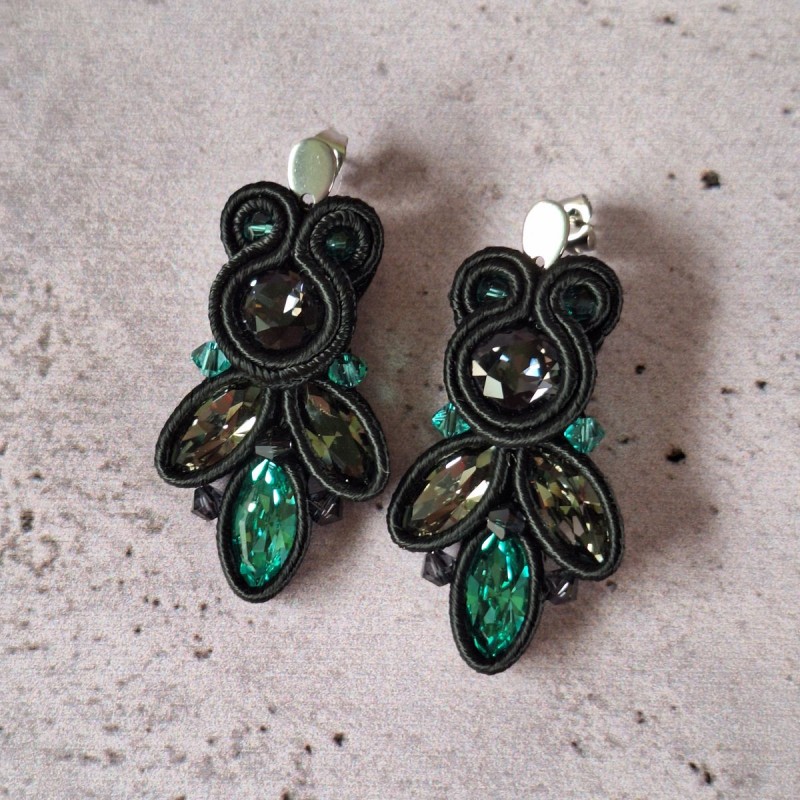 "AMY" boucles soutache, cristal et acier inox