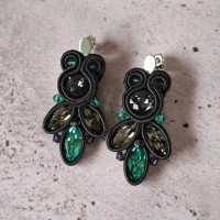 "AMY" boucles soutache, cristal et acier inox