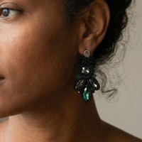 "AMY" boucles soutache, cristal et acier inox