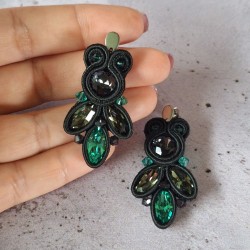 "AMY" boucles soutache, cristal et acier inox