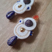 "MARIANNE" boucles soutache, résine et acier inox