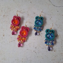 "MANUELLA" boucles soutache, cristal et acier inox