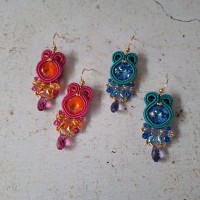 "MANUELLA" boucles soutache, cristal et acier inox
