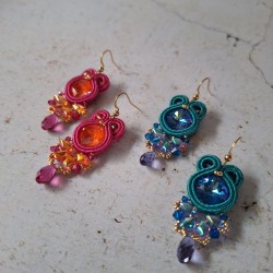 "MANUELLA" boucles soutache, cristal et acier inox