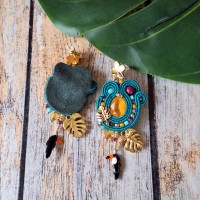 "TROPICAL" boucles soutache, cristal et acier inox