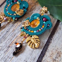 "TROPICAL" boucles soutache, cristal et acier inox