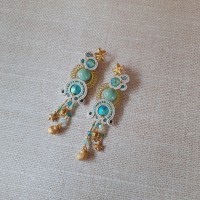 "RECIF" boucles soutache, cristal et acier inox