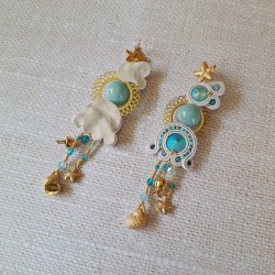 "RECIF" boucles soutache, cristal et acier inox