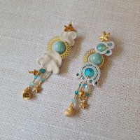 "RECIF" boucles soutache, cristal et acier inox