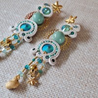 "RECIF" boucles soutache, cristal et acier inox