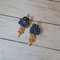 "BARBADE" boucles soutache, cristal et acier inox