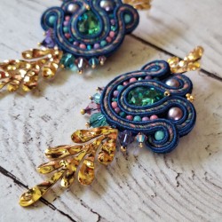 "BARBADE" boucles soutache, cristal et acier inox