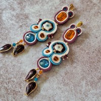 "EMILIE" boucles soutache, cristal et acier inox