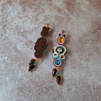 "EMILIE" boucles soutache, cristal et acier inox