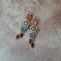 "EMILIE" boucles soutache, cristal et acier inox