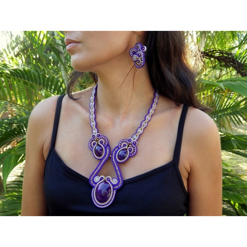 Parure soutache violet Parure soutache violet